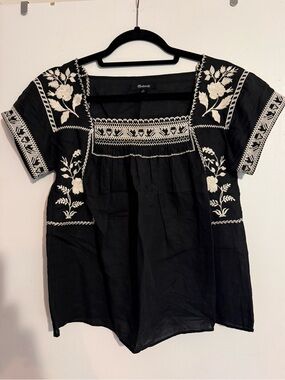 Madewell Embroidered Square Neck Top